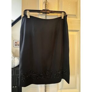 Liz Claiborne Petite Black Beaded Embellished Pencil Skirt 6‎